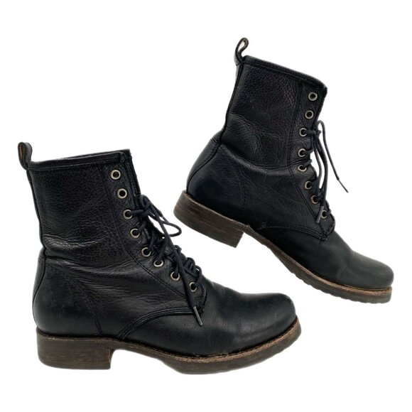Frye Black Lace-Up Leather Boots | Size 7.5 - Classic Style - Picture 1 of 11